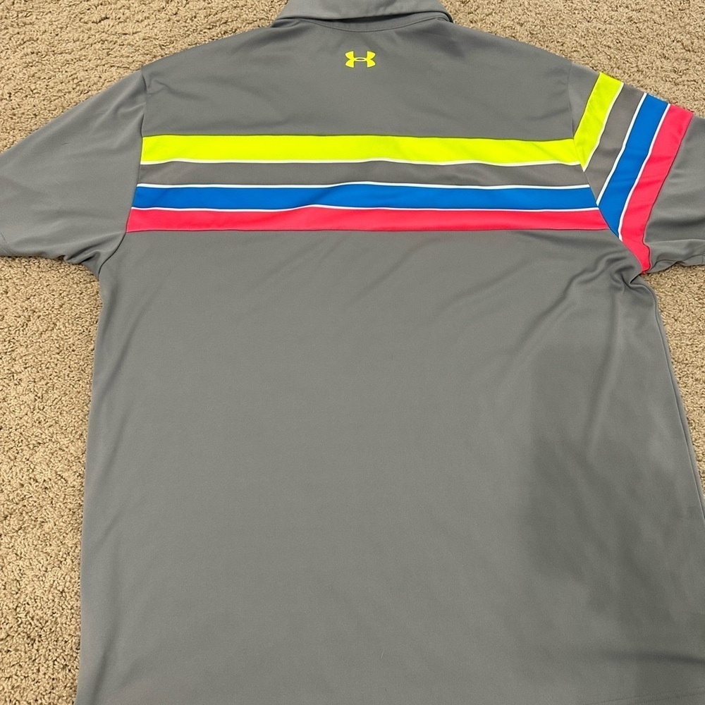 Under Armour Gray Polo with Vibrant Stripes - Picture 3 of 4